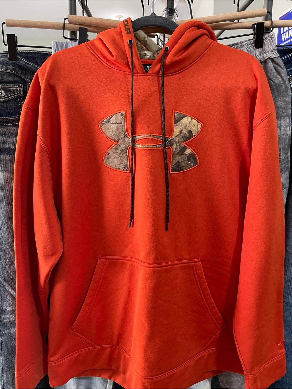 Under Armour Men’s Bright Orange Hoodie with Camo Logo